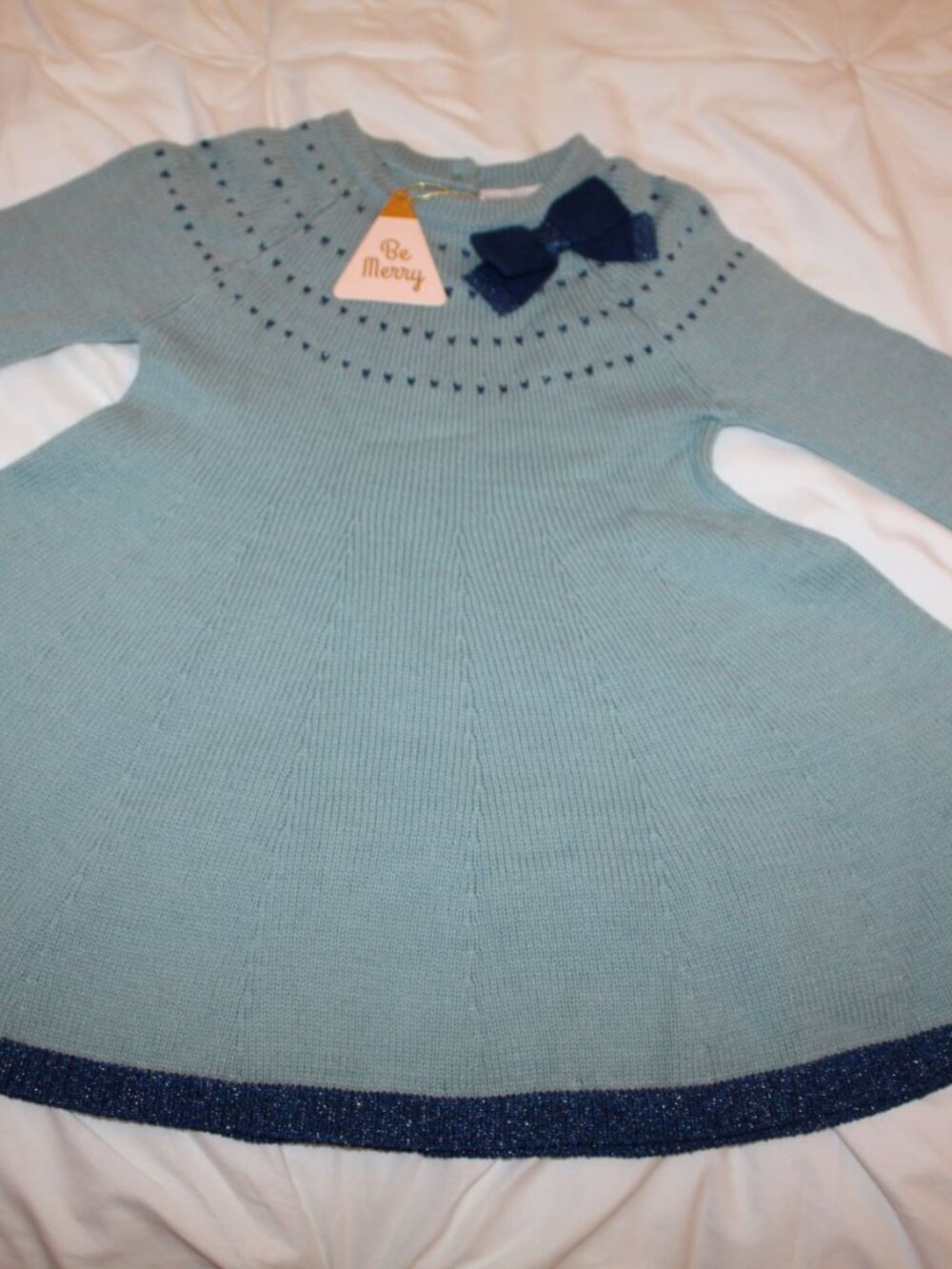 Catherine Malandrino Girls Size 2T Blue Flare Long Sleeve Sweater Dress NWT